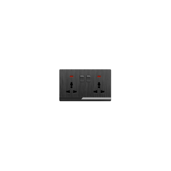 DOUBLE MF SOCKET WITH SWITCH-BLACK SERIES