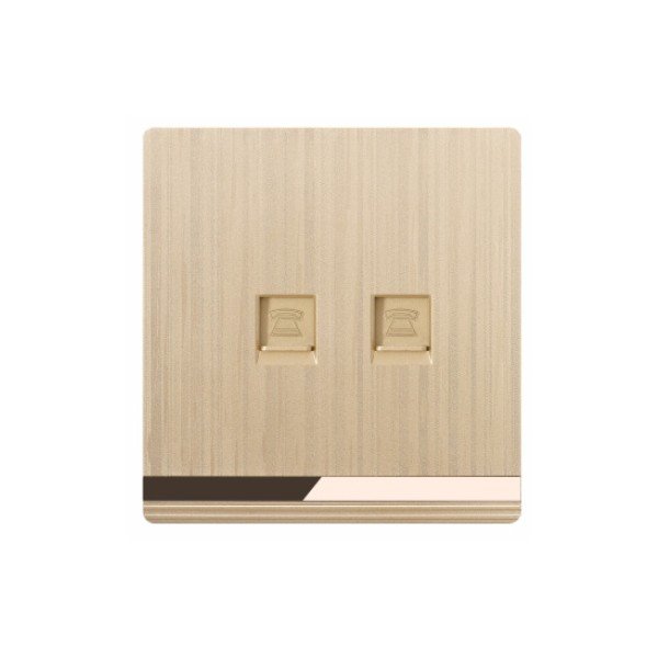 DOUBLE TELEPHONE SOCKET-CHAMPAIGN GOLDEN SERIES