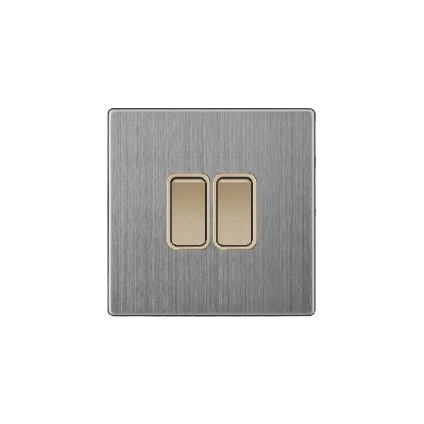 V-Max SMALL 2 GANG 2 WAY SWITCH-GOLDEN STAINLESS