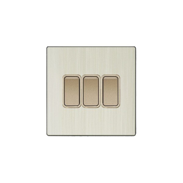 SMALL 3 GANG 2 WAY SWITCH-GOLDEN ALUMINUM