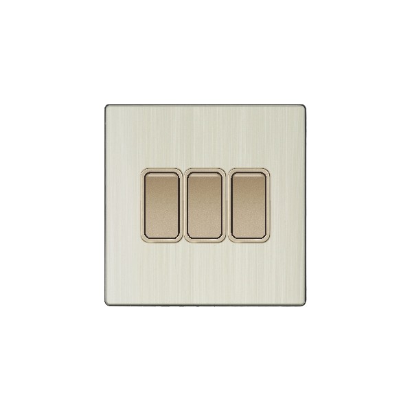 V-Max SMALL 3 GANG 2 WAY SWITCH-GOLDEN ALUMINUM