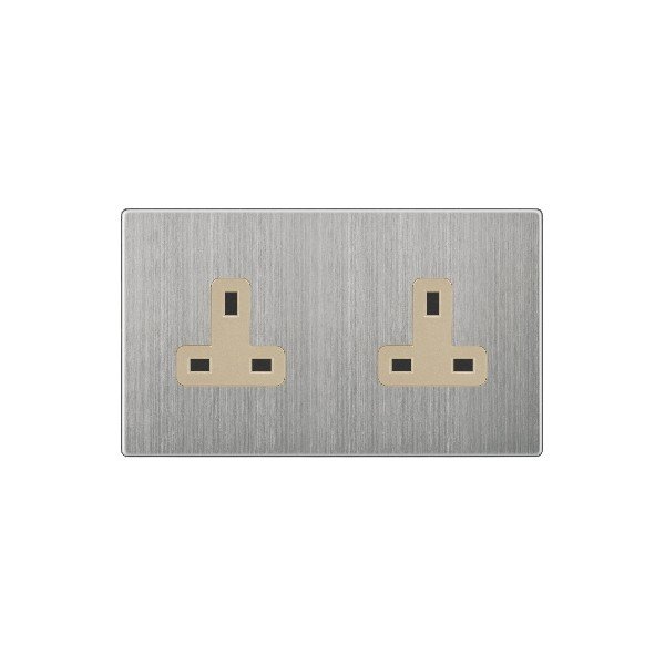 DOUBLE 13A SOCKET-GOLDEN STAINLESS