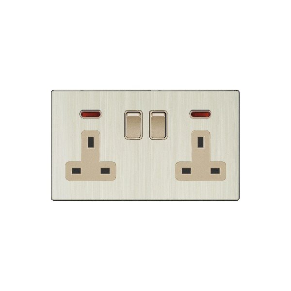 DOUBLE 13A SOCKET WITH SWITCH-GOLDEN ALUMINUM