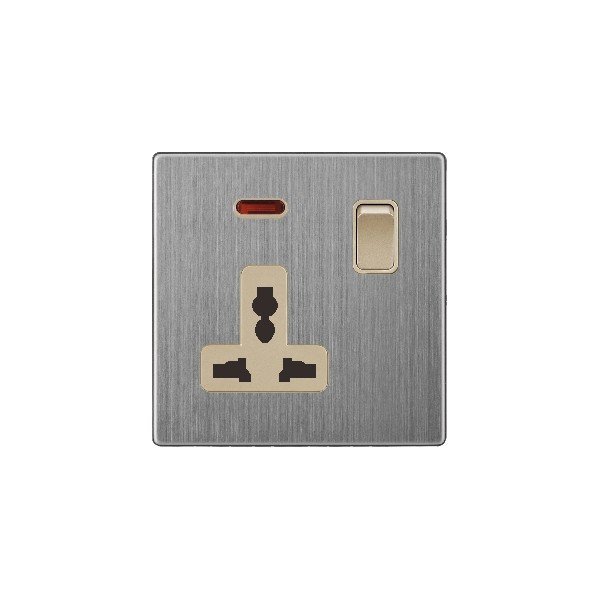 MF SOCKET WITH SWITCH-GOLDEN STAINLESS