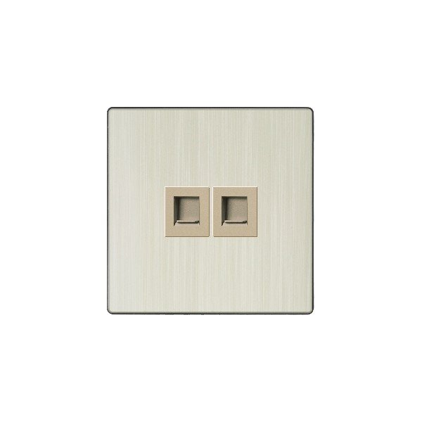DOUBLE TELEPHONE SOCKET-GOLDEN ALUMINUM