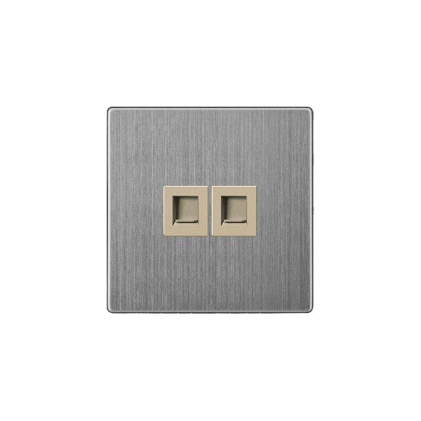 DOUBLE TELEPHONE SOCKET-GOLDEN STAINLESS