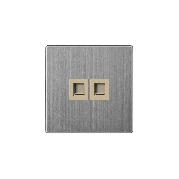 TELEPHONE + DATA SOCKET-GOLDEN STAINLESS