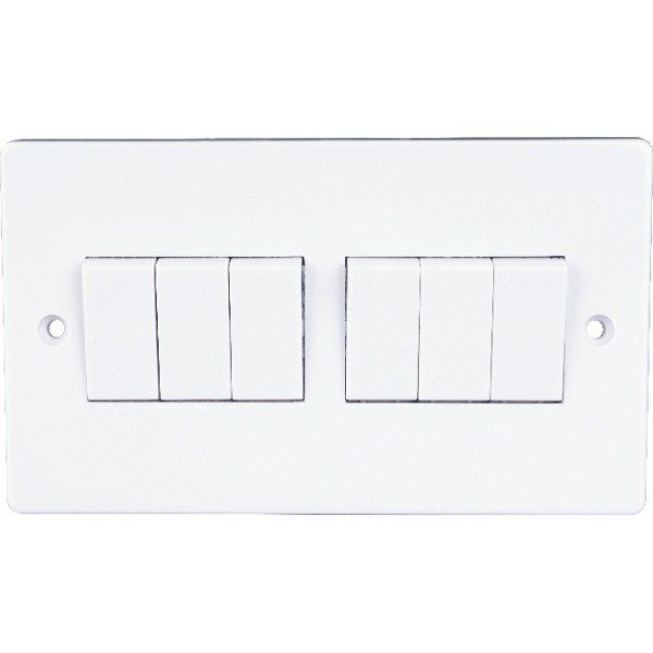 10A 6 GANG 2 WAY PLATE SWITCH