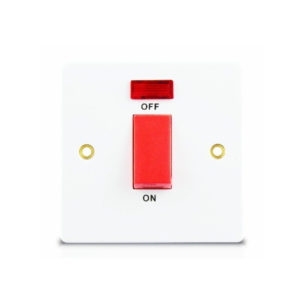 45A 1 GANG DOUBLE POLE SWITCH + NEON 3x3