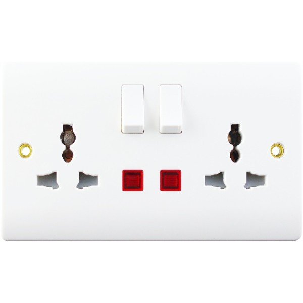 13A 2 GANG SWITCHED MULTI FUNCTION SOCKET + NEON