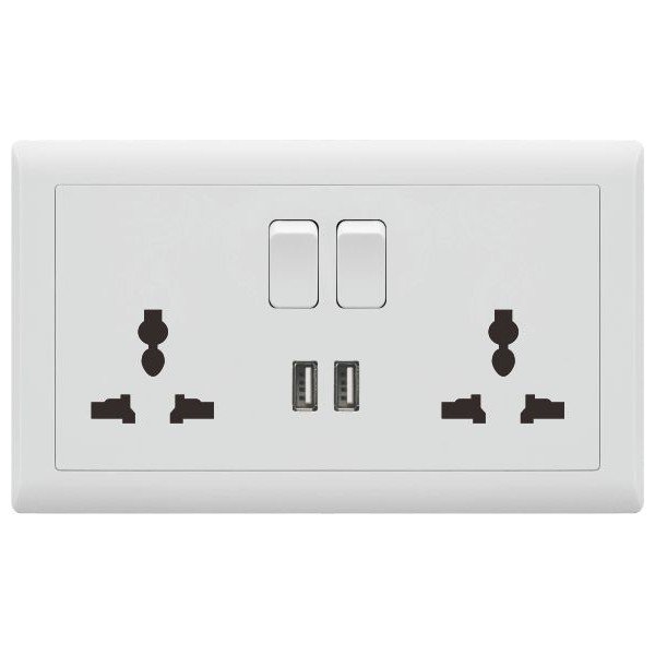 DOUBLE SWITCH MULTI SOCKET & 2 USB