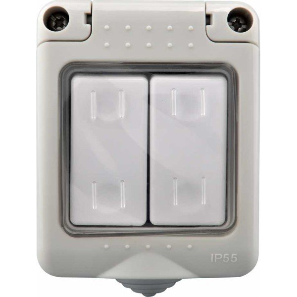 2 GANG 1 WAY SWITCH WEATHERPROOF IP55