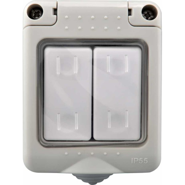 MODI 2 GANG 1 WAY SWITCH WEATHERPROOF IP55
