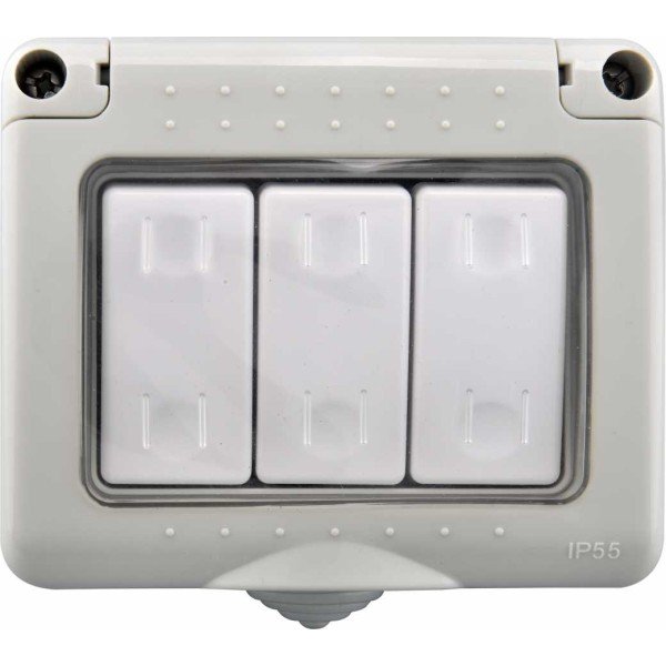 3 GANG 1 WAY SWITCH WEATHERPROOF IP55