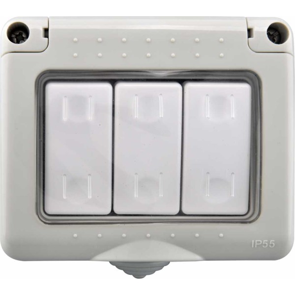 MODI 3 GANG 1 WAY SWITCH WEATHERPROOF IP55