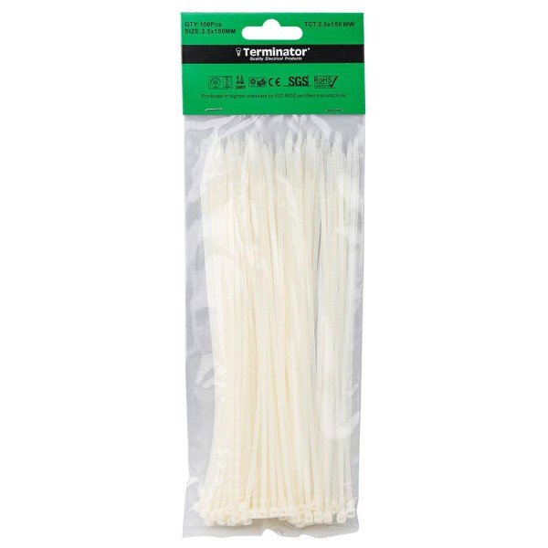 CABLE TIES IN WHITE COLOR-2.5X150MM