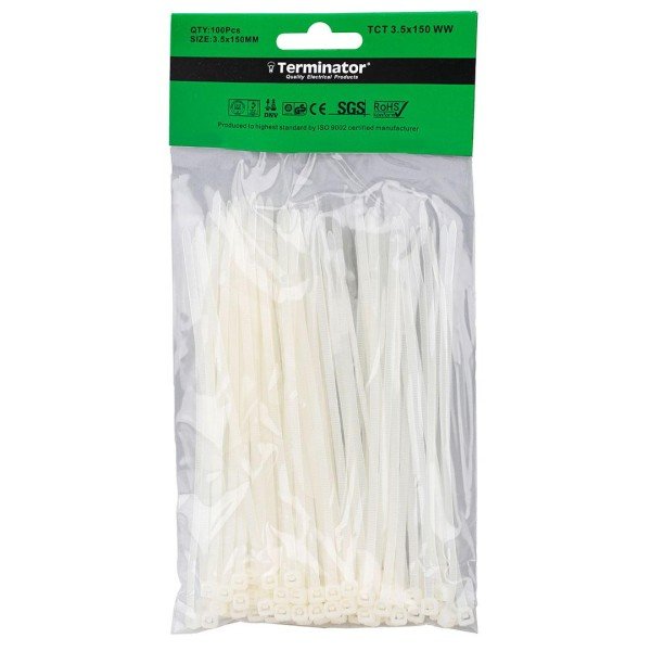 CABLE TIES IN WHITE COLOR-3.5X150MM