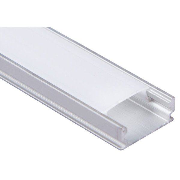 ANODIZED ALUMINUM PROFILE WITH DIFFUSED COVER 16.7X6.5mm