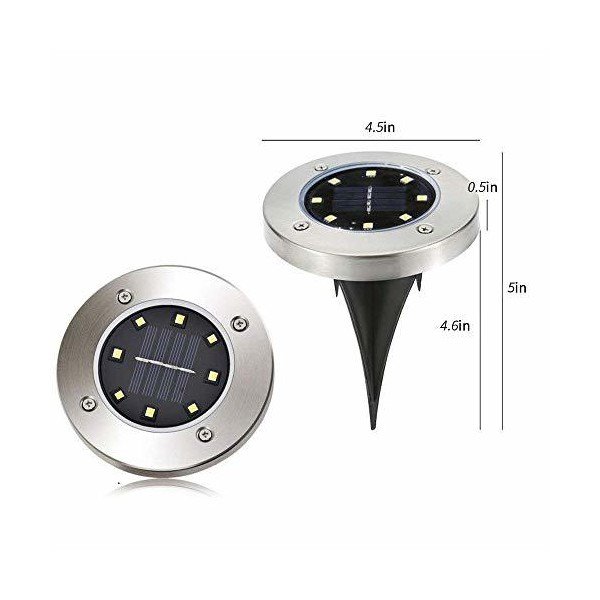 AIWANTO SOLAR GROUND LAMP WITH 8 LED WATERPROOF DISK-WARM WHITE