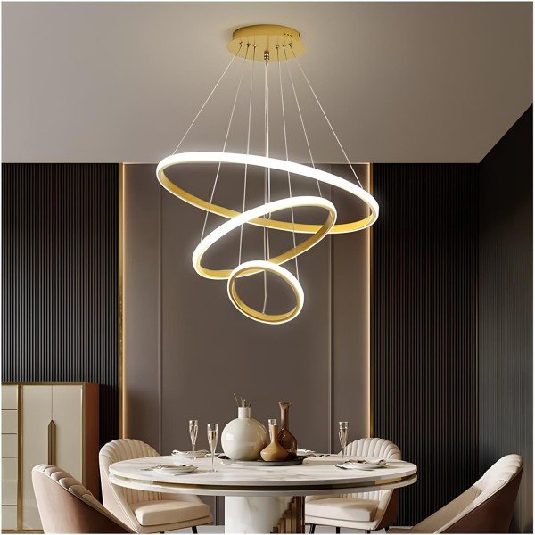 THREE RINGS LED HOME DECORATIVE CHANDELIER-60W-GD BODY-3COLOR