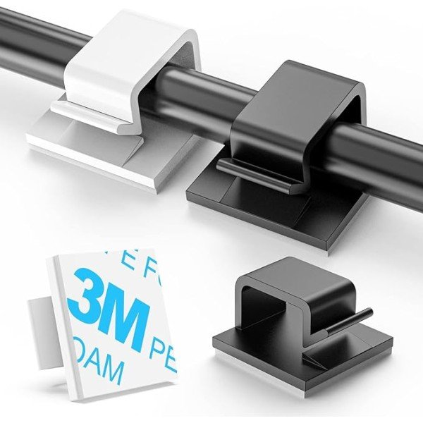 ADHESIVE CABLE CLIPS WHITE & BLACK