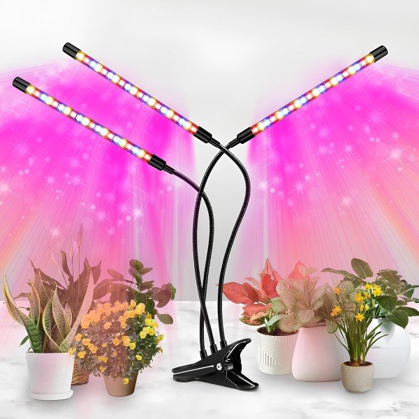 LED PLANT GROW LIGHT, 3 HEADS RED BLUE FULL SPECTRUM PLANT LIGHT