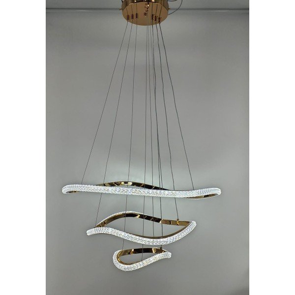 MODERN 3 RINGS GOLDEN LED CHANDELIER FOR LIVING ROOM-90W-3COLOR