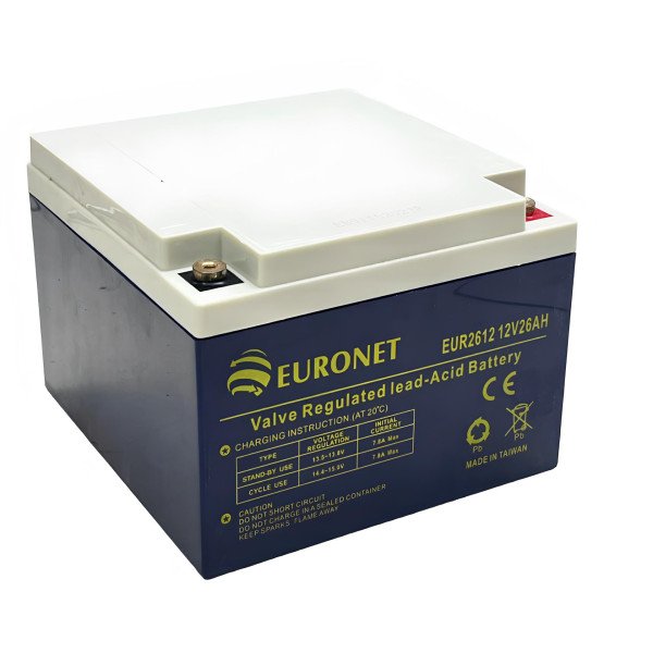 EURONET VALVE RAGULATED LEAD ACID BATTERY 12V-26Ah