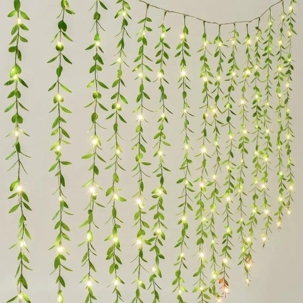 GREEN LEAF ARTIFICIAL 3X2M CURTAIN LED STRING LIGHT-WARM WHITE