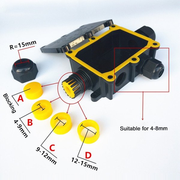 3-WAY IP68 WATERPROOF UNDERGROUND CABLE CONNECTORS JUNCTION BOX