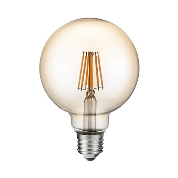 DIMMABLE G95 LED FILAMENT LAMP GOLD GLASS-6WATTS-WARM WHITE-E27