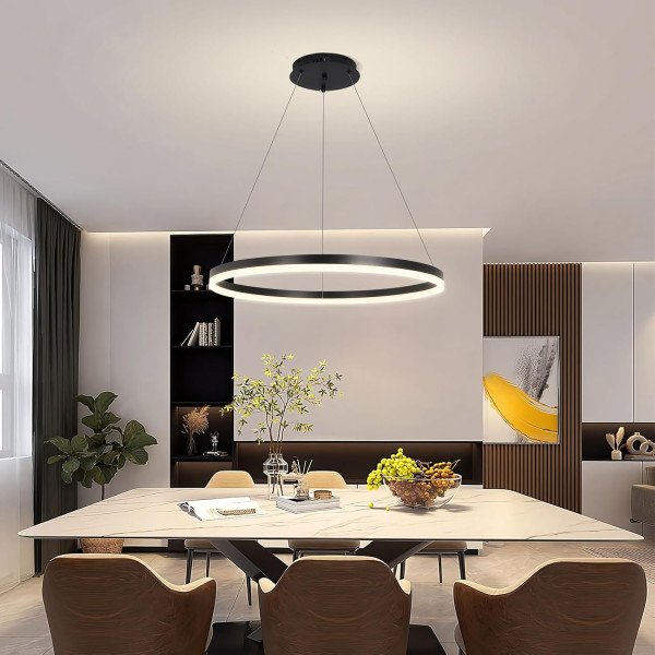 MODERN LED RING CHANDELIER LIGHT WITH REMOTE 80CM 3COLOR