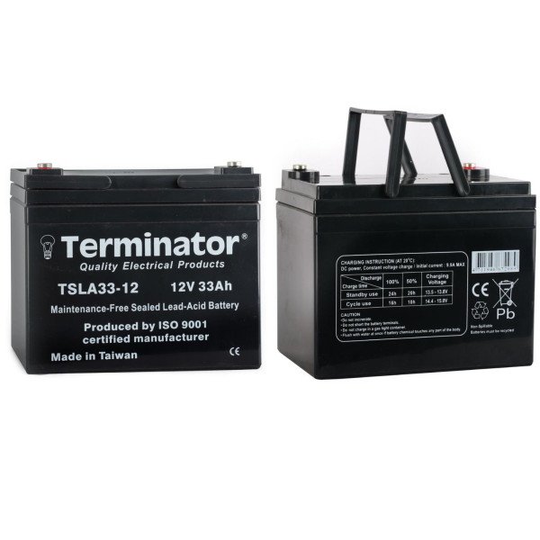 12V-33Ah TERMINATOR RECHARGEABLE SEALED LEAD-ACID BATTERY