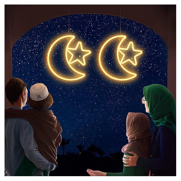 220V 45CM SOFT TUBE MOON STAR LAMP FOR RAMADAN DECOR-WARM WHITE
