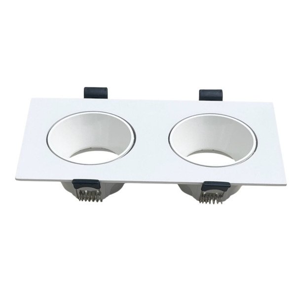 Anti-Glare Double LED Spotlight Aluminum Frame White + White