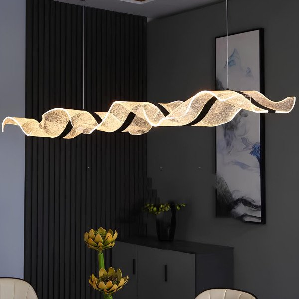 Modern LED Novelty Wavy Chandelier Light 60W 3Color 120CM