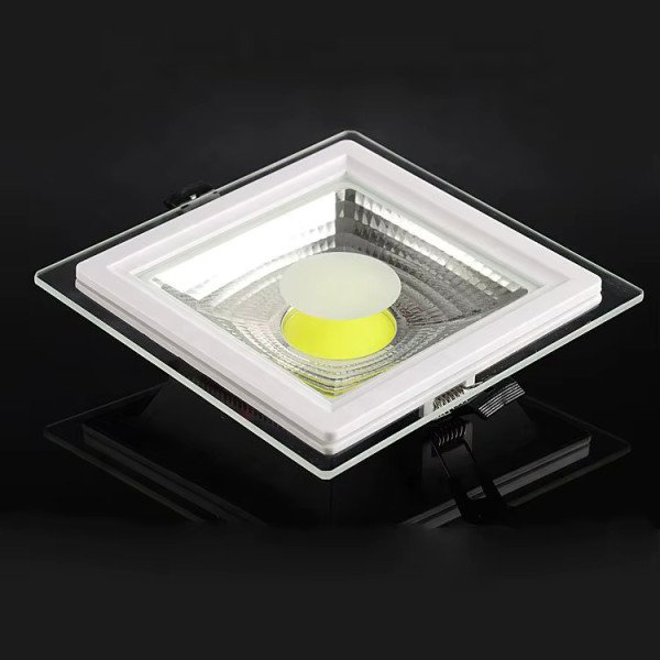 COB LED Glass Panel Light Square Shape 12Watts 3Color