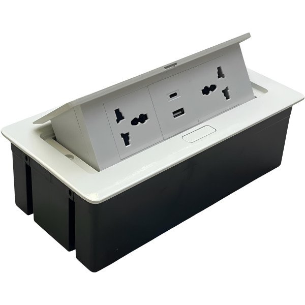 POP UP FLOOR OUTLET, 2 SOCKETS WITH 1 USB & 1 TYPE-C PORT