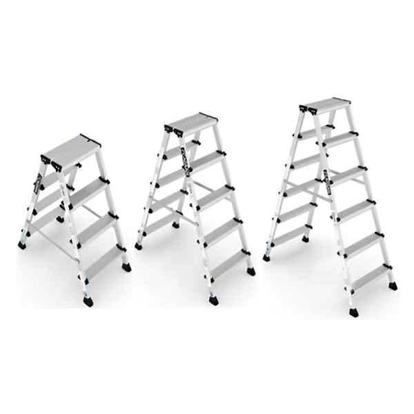 Industrial Home Ladder Aluminum Folding Step Rack Stool (4 Step, White)
