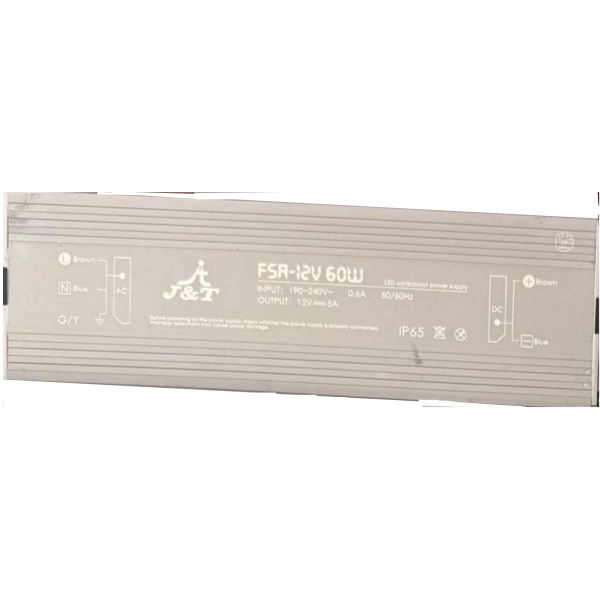 J&T 12V LED WATERPROOOF POWER SUPPLY 60W
