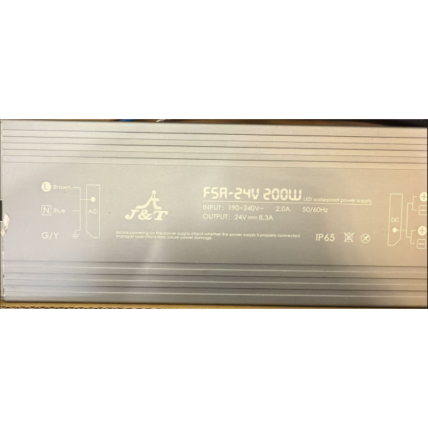 J&T 24V LED WATERPROOOF POWER SUPPLY 200W