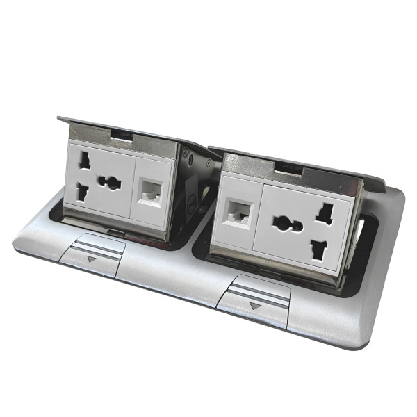 MODI Multi Socket with Computer Decorative Floor Socket - Silver