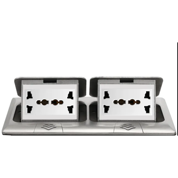 Multi 2 Way Decorative Floor Socket - Silver