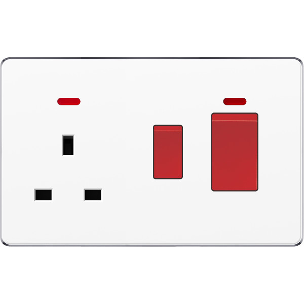 V-Max 45A COOKER WITH 13A SOCKET - WHITE