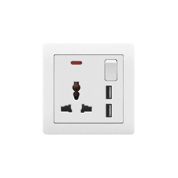 SINGLE MF SOCKET WITH 2 USB-IVORY SERIES